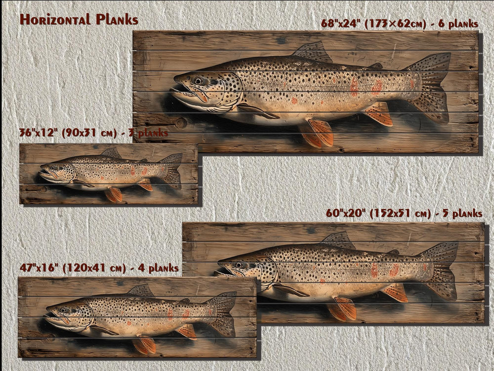 Brown Trout Distressed Wood Wall Art