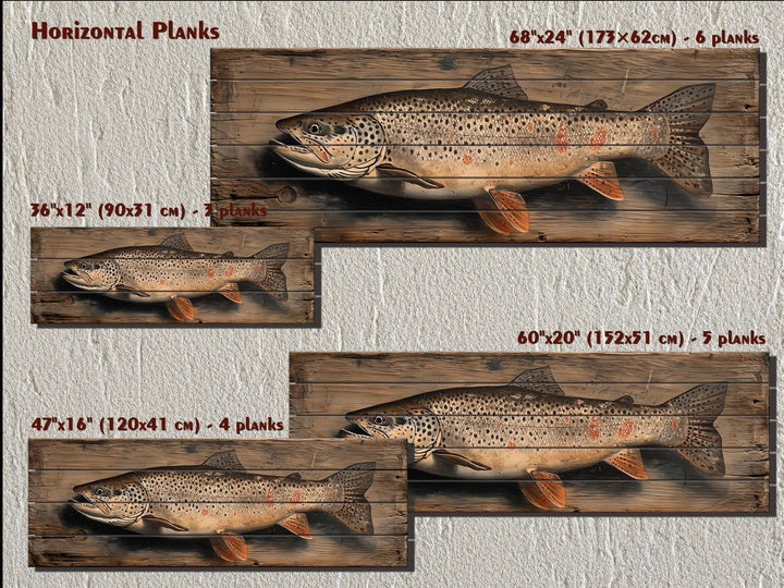 Brown Trout Distressed Wood Wall Art