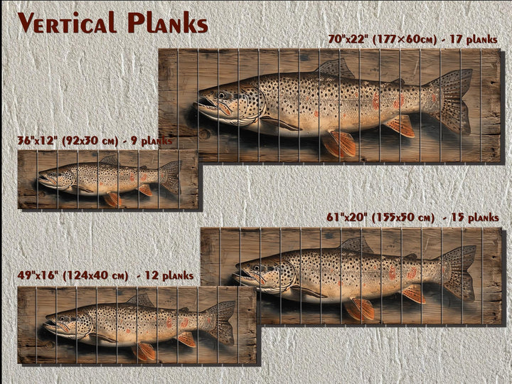 Brown Trout Distressed Wood Wall Art