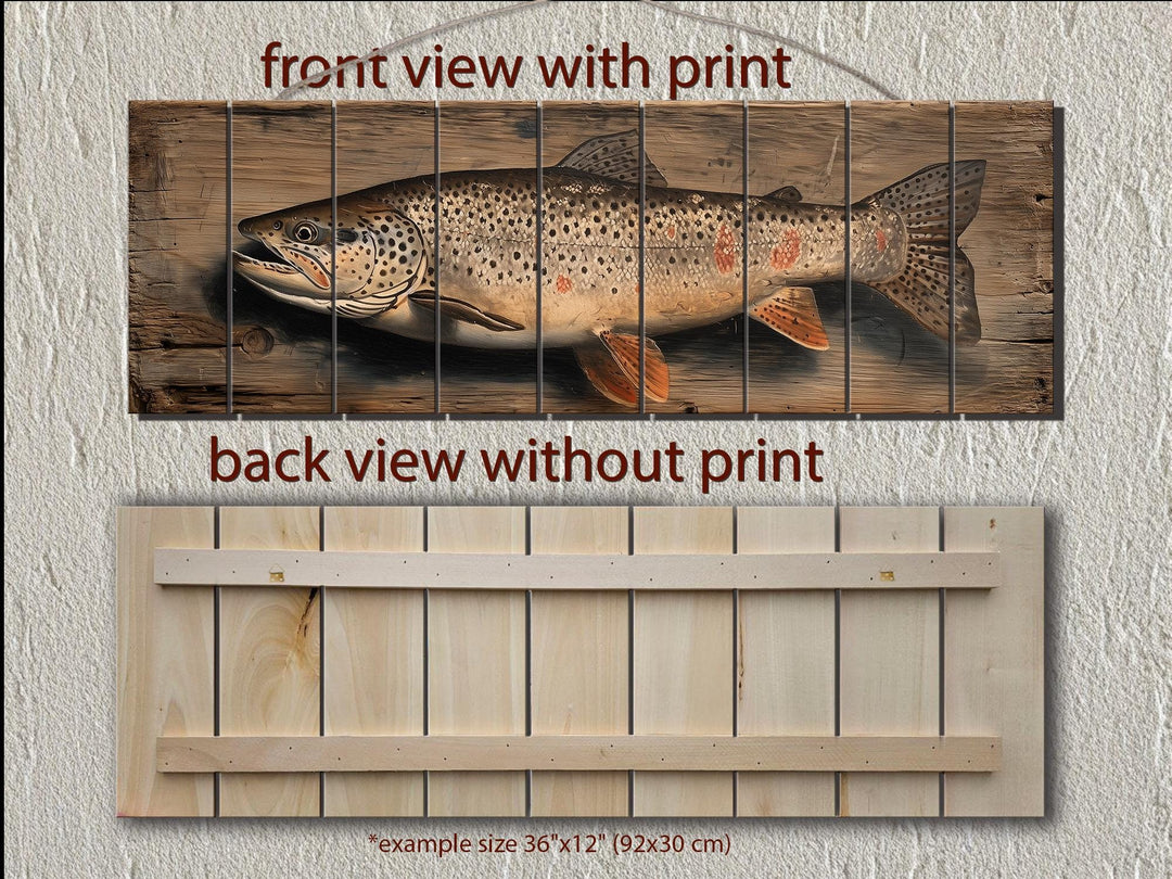 Brown Trout Distressed Wood Wall Art