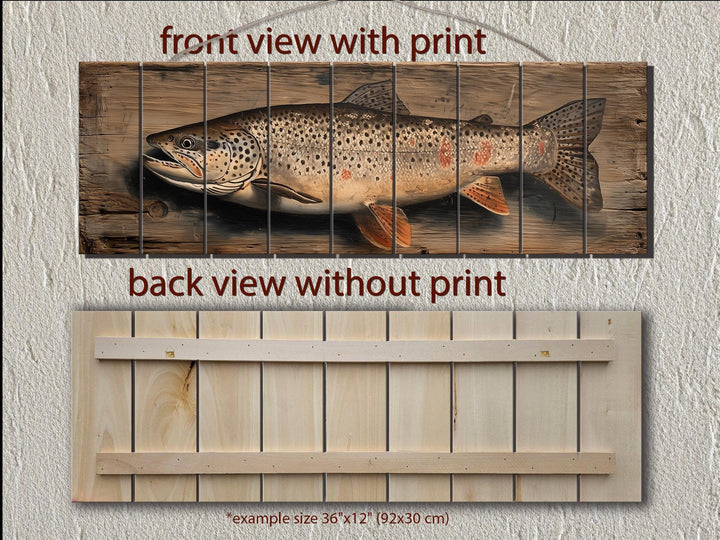 Brown Trout Distressed Wood Wall Art