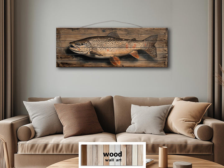 Brown Trout Distressed Wood Wall Art