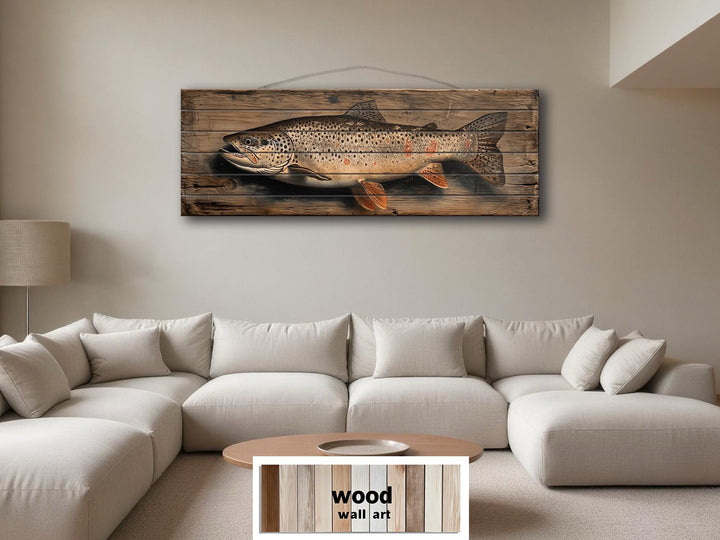 Brown Trout Distressed Wood Wall Art