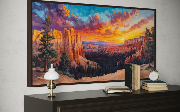 Bryce Canyon At Sunset Framed Canvas Wall Art