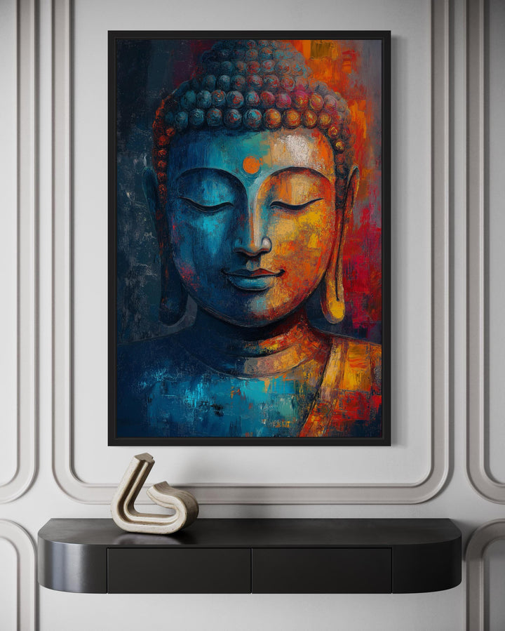 Buddha Colorful Portrait Abstract Framed Canvas Wall Art