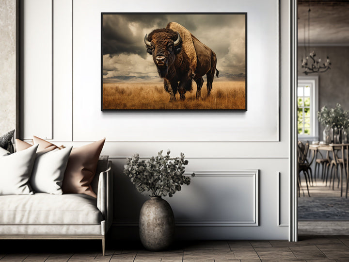 Buffalo In The Wild Framed Canvas Wall Art