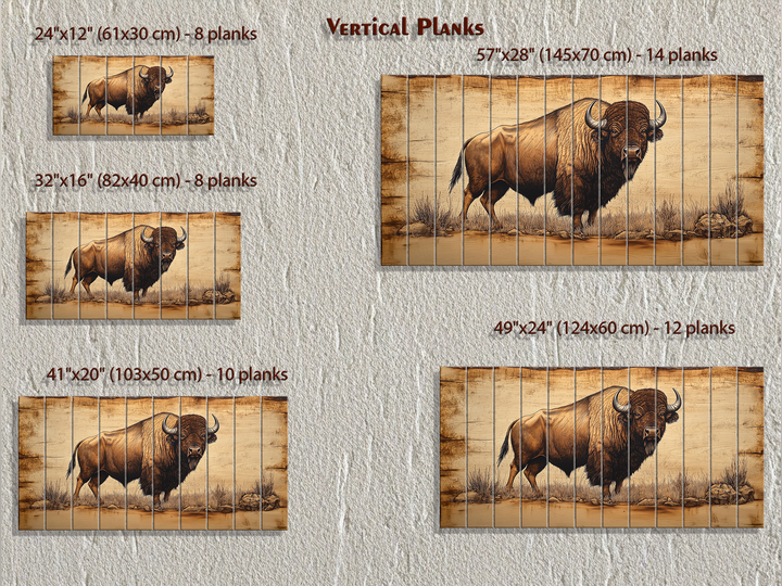 Buffalo Real Wood Wall Art Western Decor for Office or Man Cave