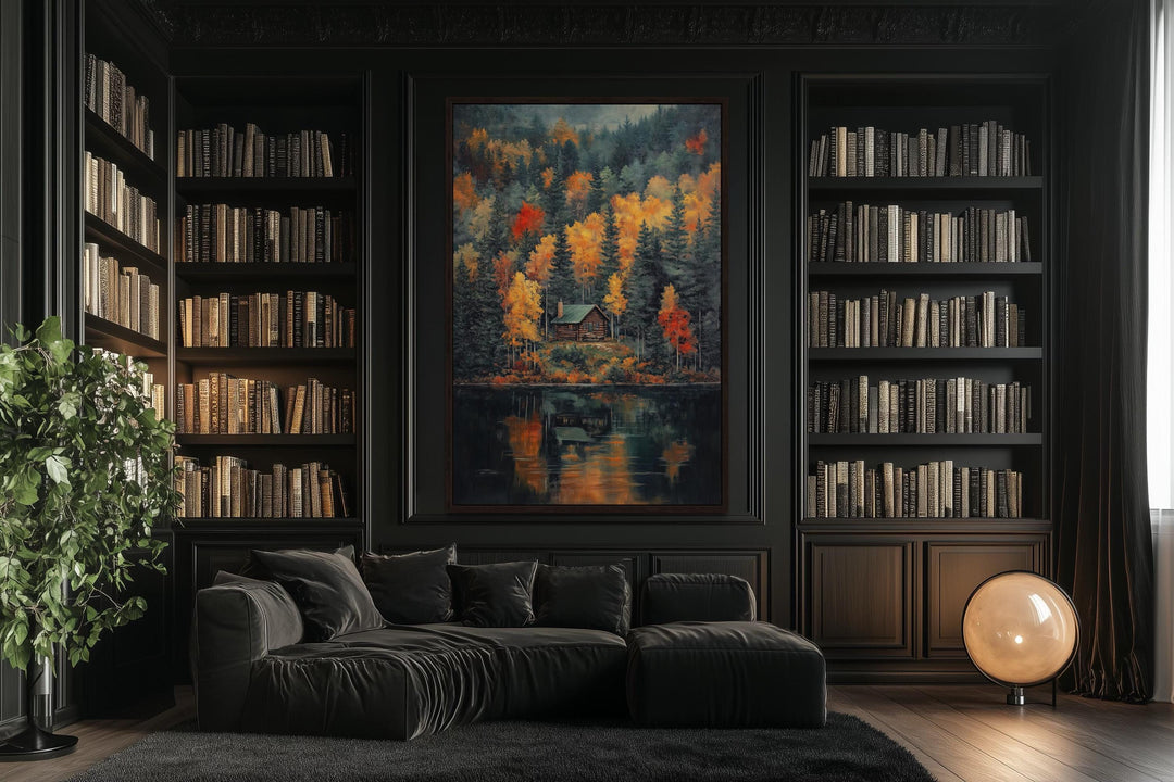 Cabin In The Woods Autumn Canvas Wall Art