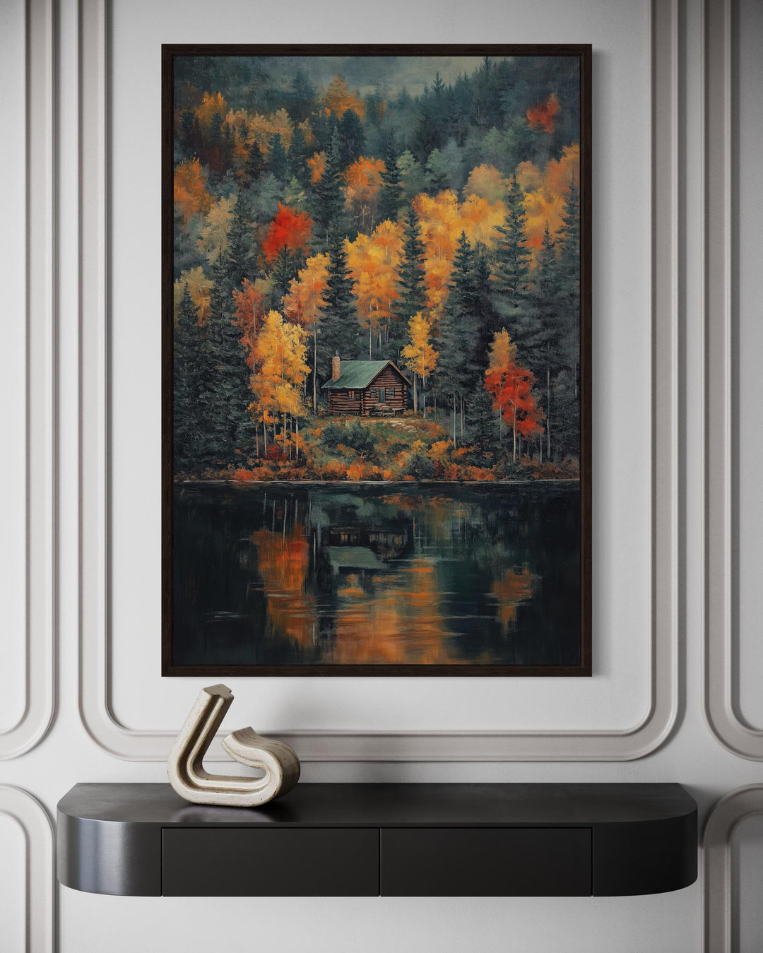Cabin In The Woods Autumn Canvas Wall Art