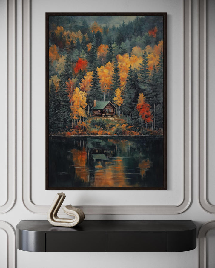 Cabin In The Woods Autumn Canvas Wall Art