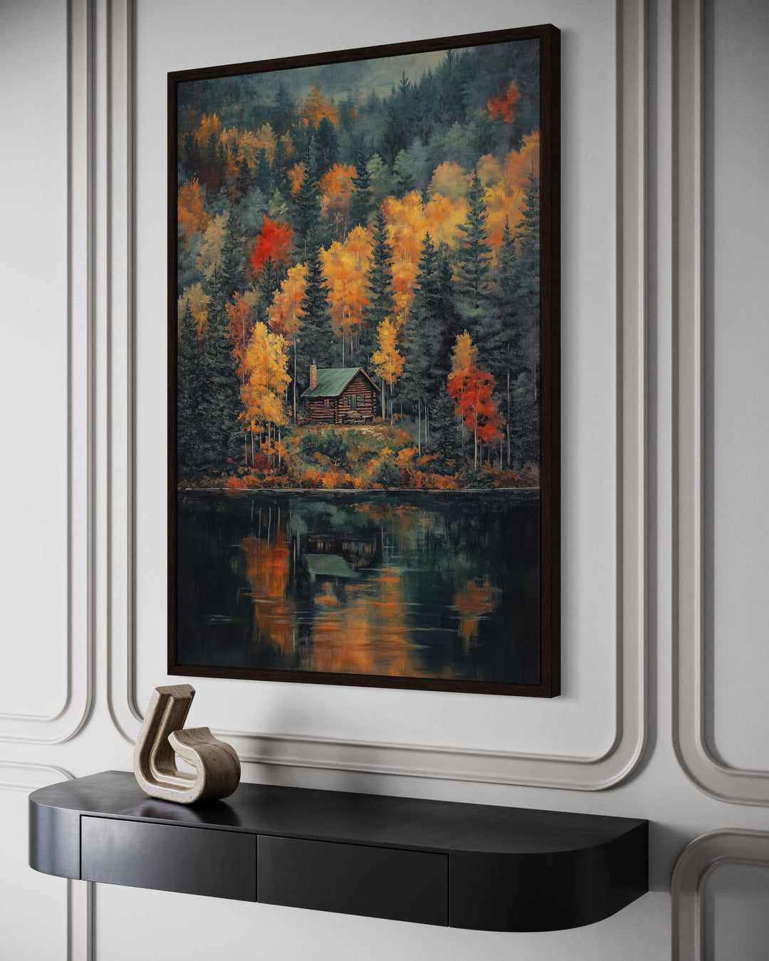 Cabin In The Woods Autumn Canvas Wall Art