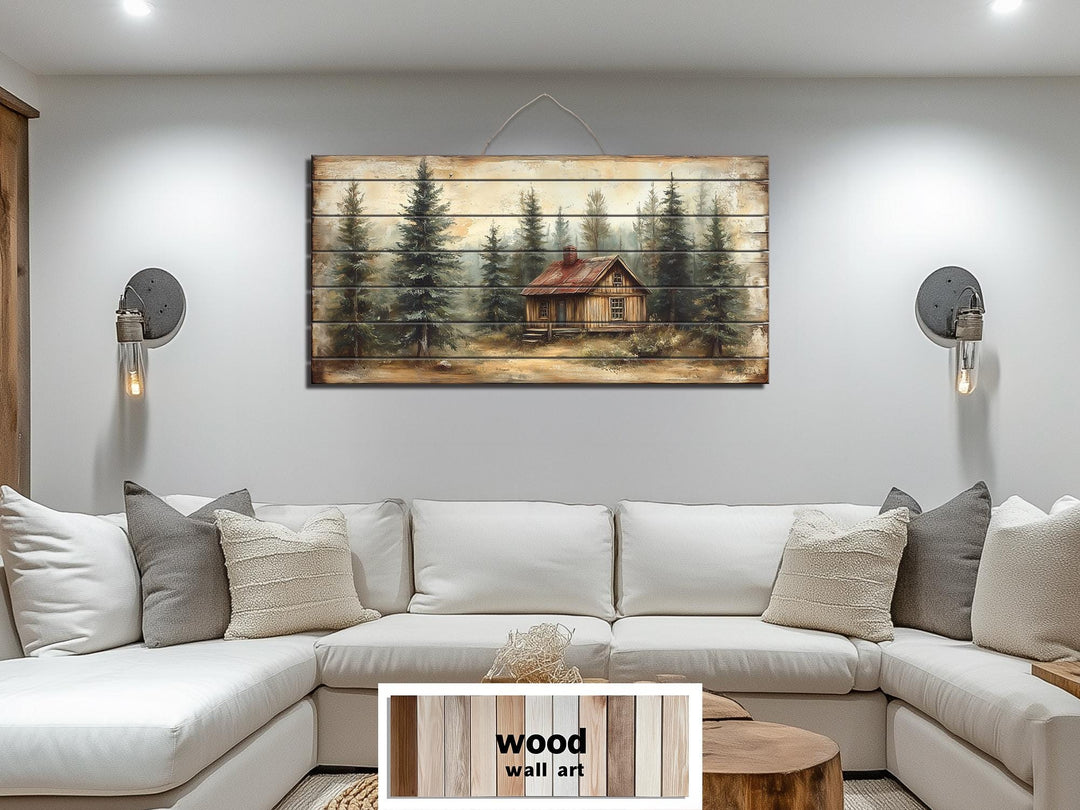 Cabin In The Woods Distressed Wood Wall Art