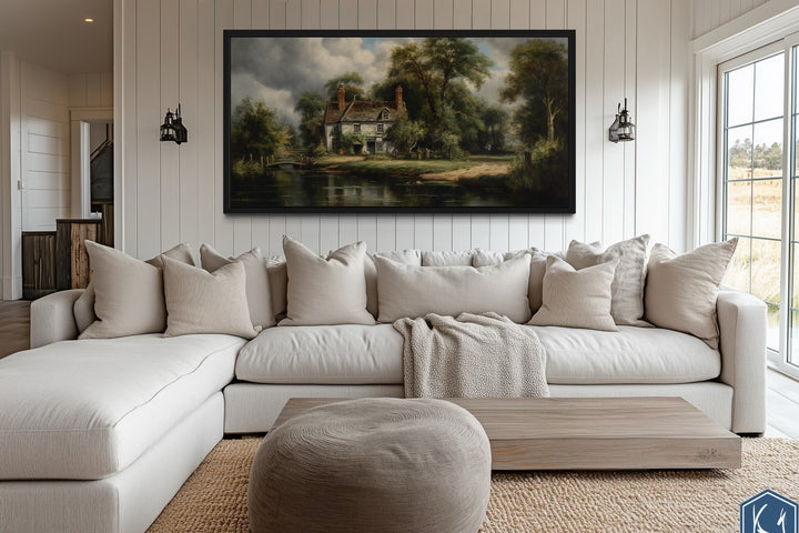 Cabin On The Lake Rustic Lake House Framed Canvas Wall Art
