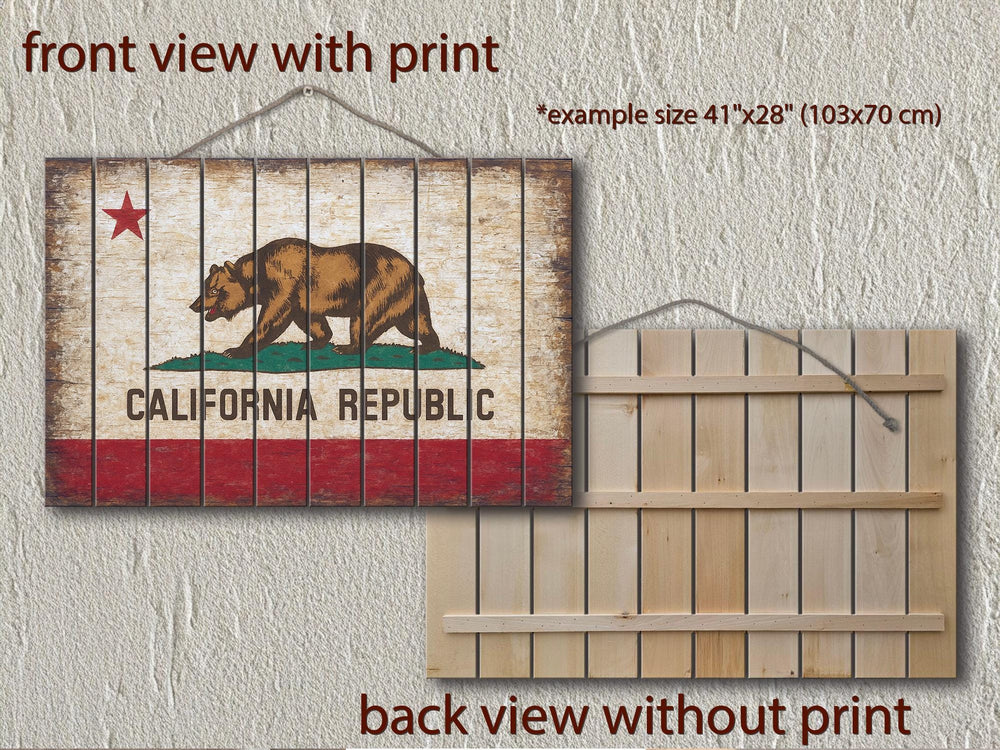 California Flag Distressed Wood Wall Art