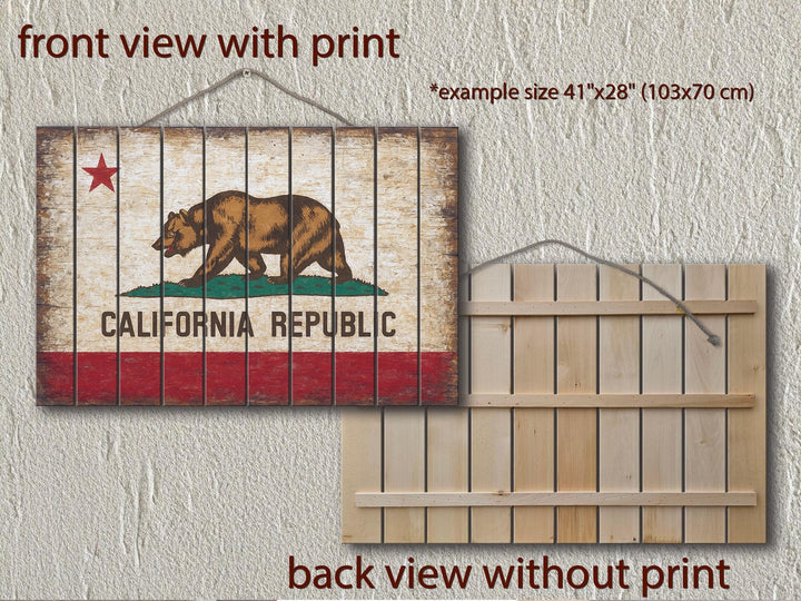 California Flag Distressed Wood Wall Art