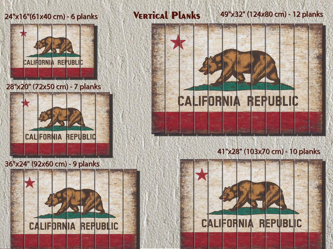 California Flag Distressed Wood Wall Art