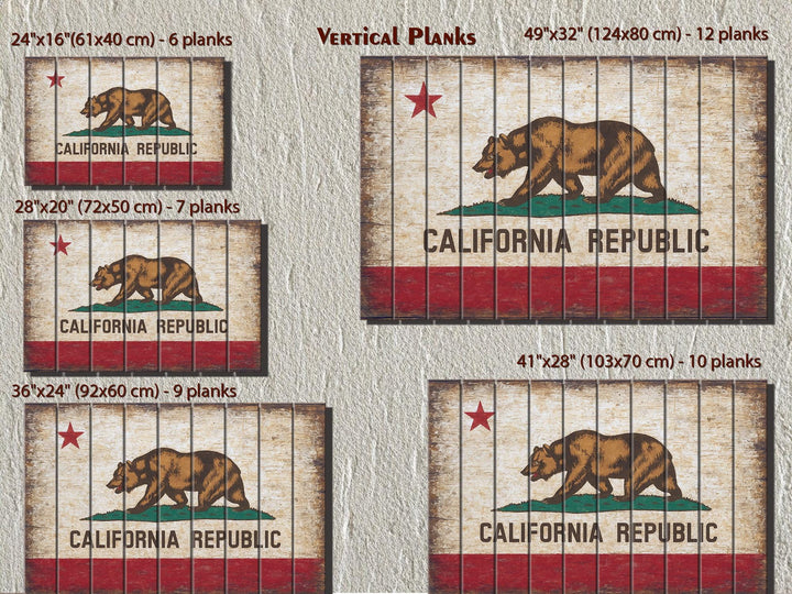 California Flag Distressed Wood Wall Art