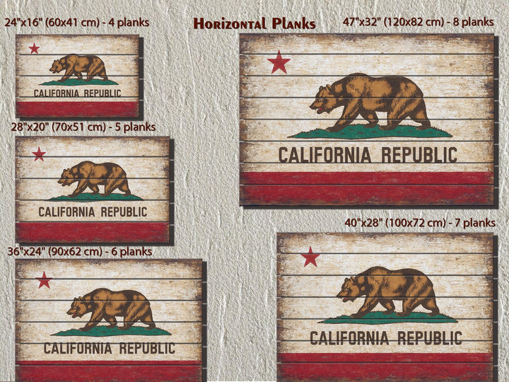 California Flag Distressed Wood Wall Art