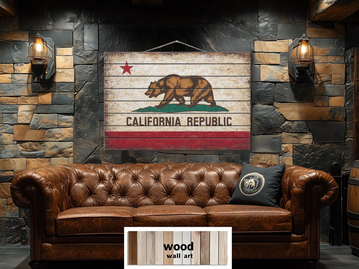 California Flag Distressed Wood Wall Art