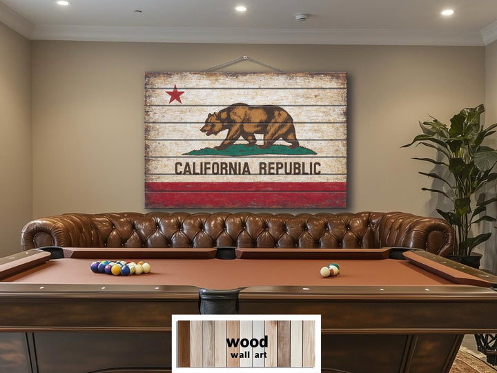 California Flag Distressed Wood Wall Art