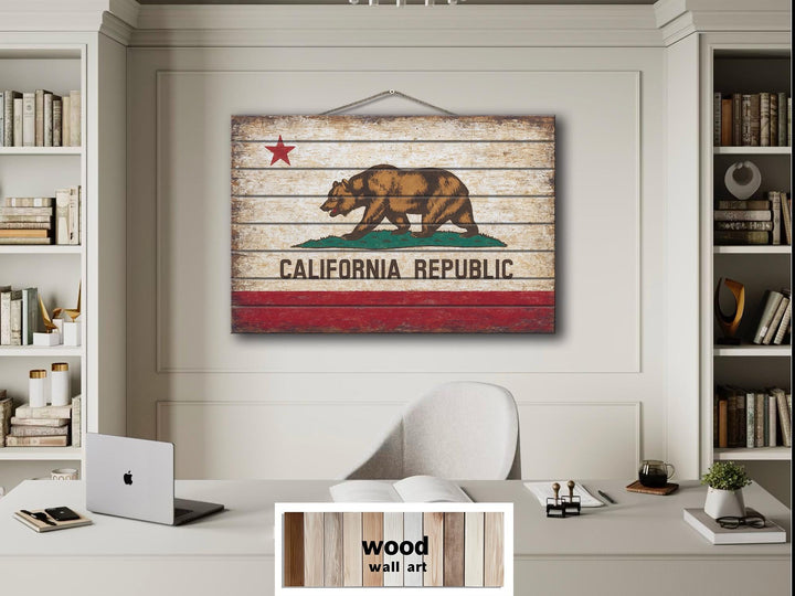 California Flag Distressed Wood Wall Art
