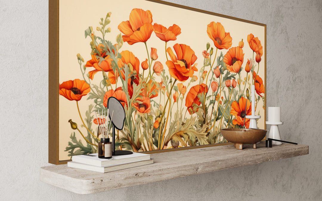 California Poppies Framed Canvas Wall Art