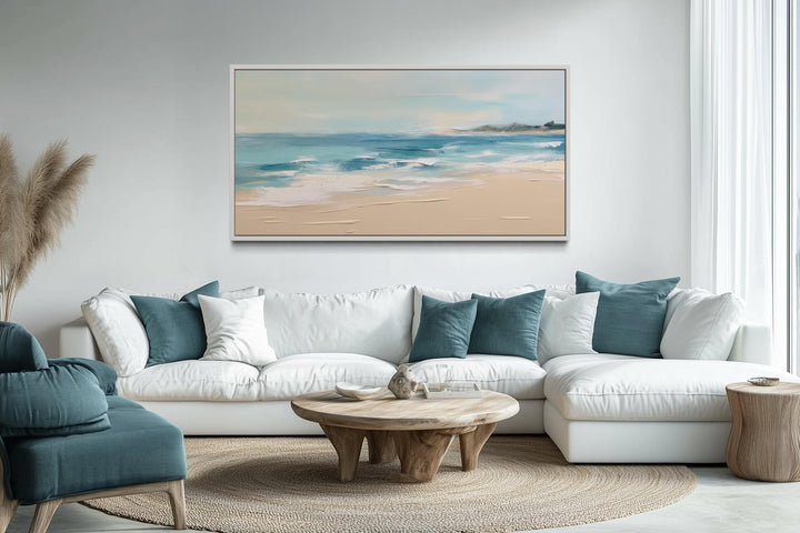 Calm Beach Sandy Beach Framed Canvas Wall Art