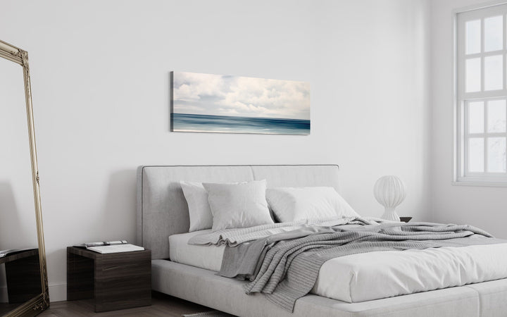 Calm Long Horizontal Ocean Above Bed Framed Canvas Wall Art