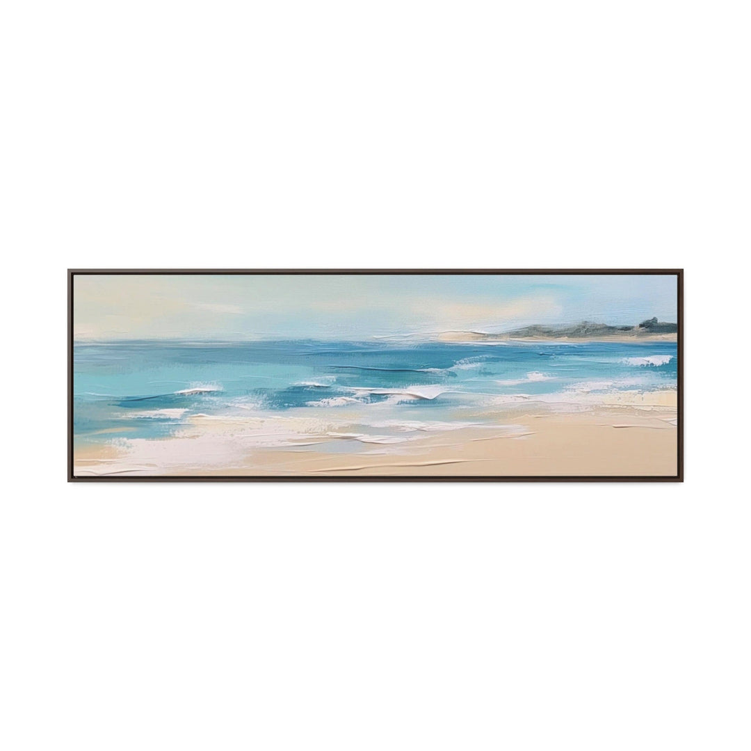 Calm Ocean Beach Panoramic Coastal Framed Canvas Wall Art