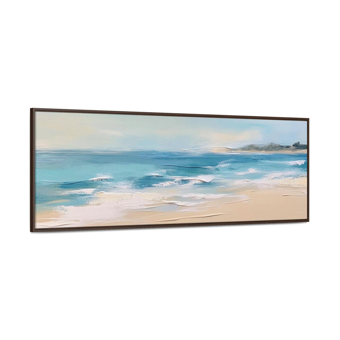 Calm Ocean Beach Panoramic Coastal Framed Canvas Wall Art