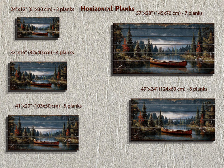 Canoe On Mountain Lake Distressed Wood Wall Art