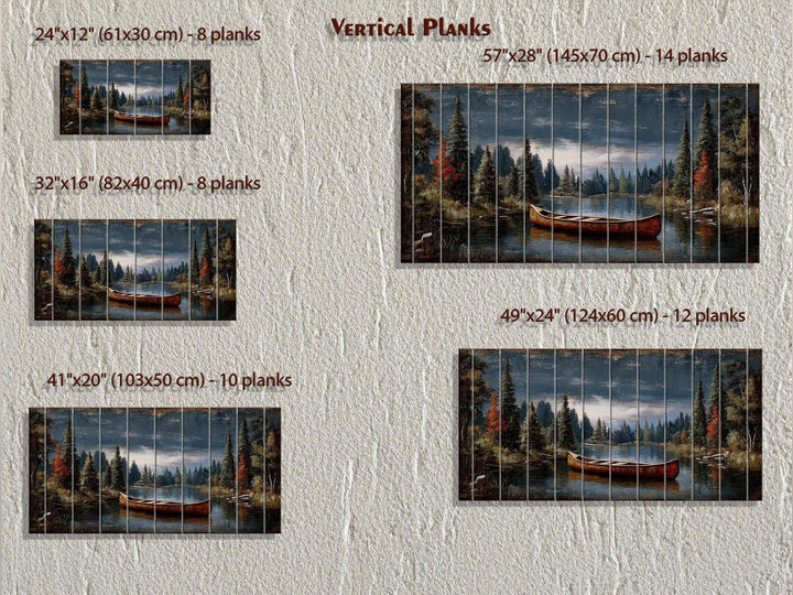 Canoe On Mountain Lake Distressed Wood Wall Art