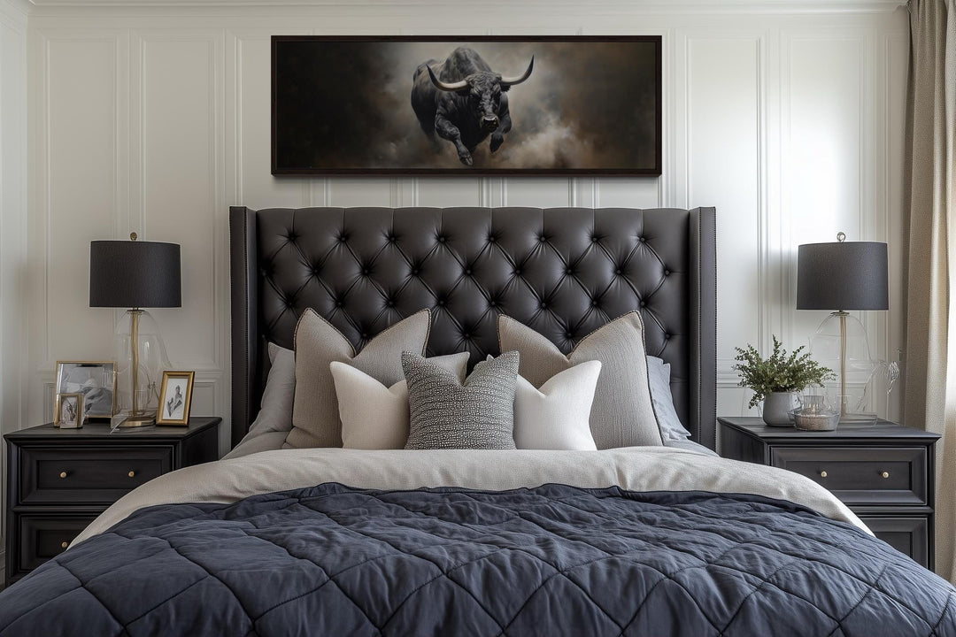Charging Bull Long Horizontal Canvas For Men's Bedroom or Office