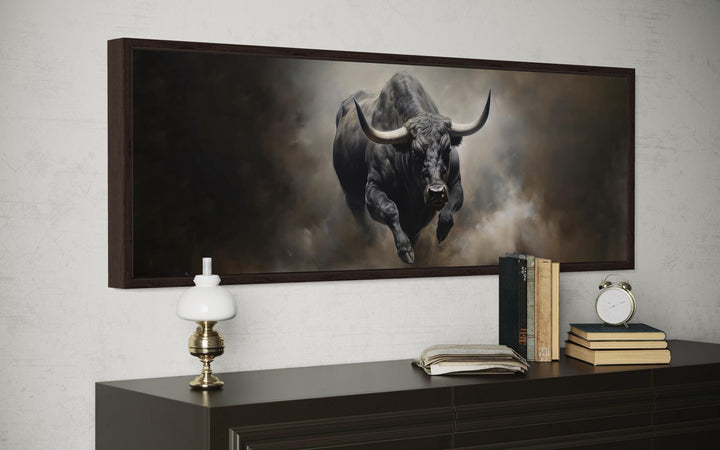 Charging Bull Long Horizontal Canvas For Men's Bedroom or Office
