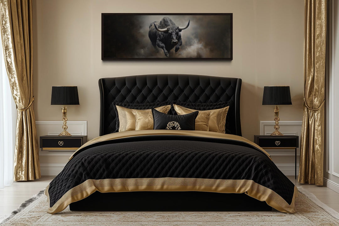 Charging Bull Long Horizontal Canvas For Men's Bedroom or Office
