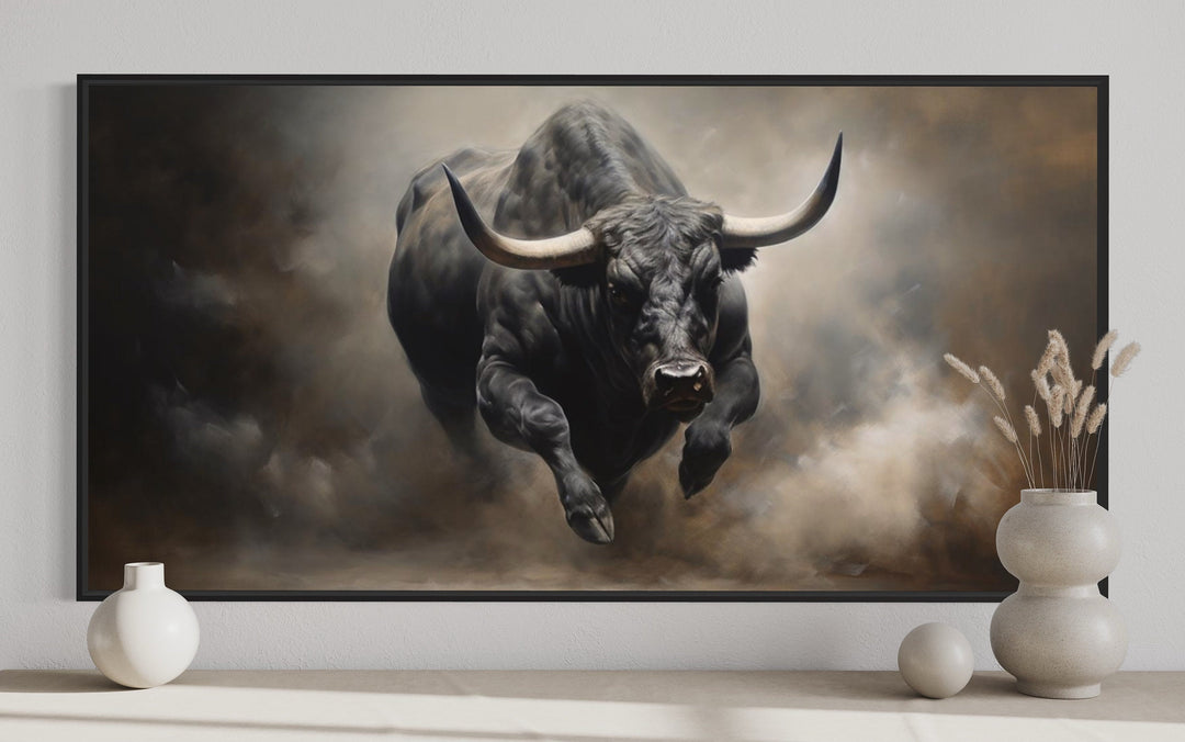 Charging Bull - Statement Framed Canvas Wall Art For Men