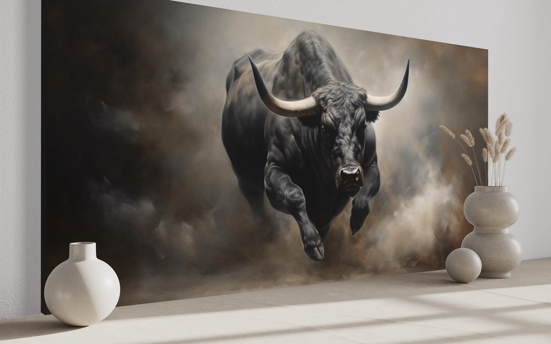 Charging Bull - Statement Framed Canvas Wall Art For Men