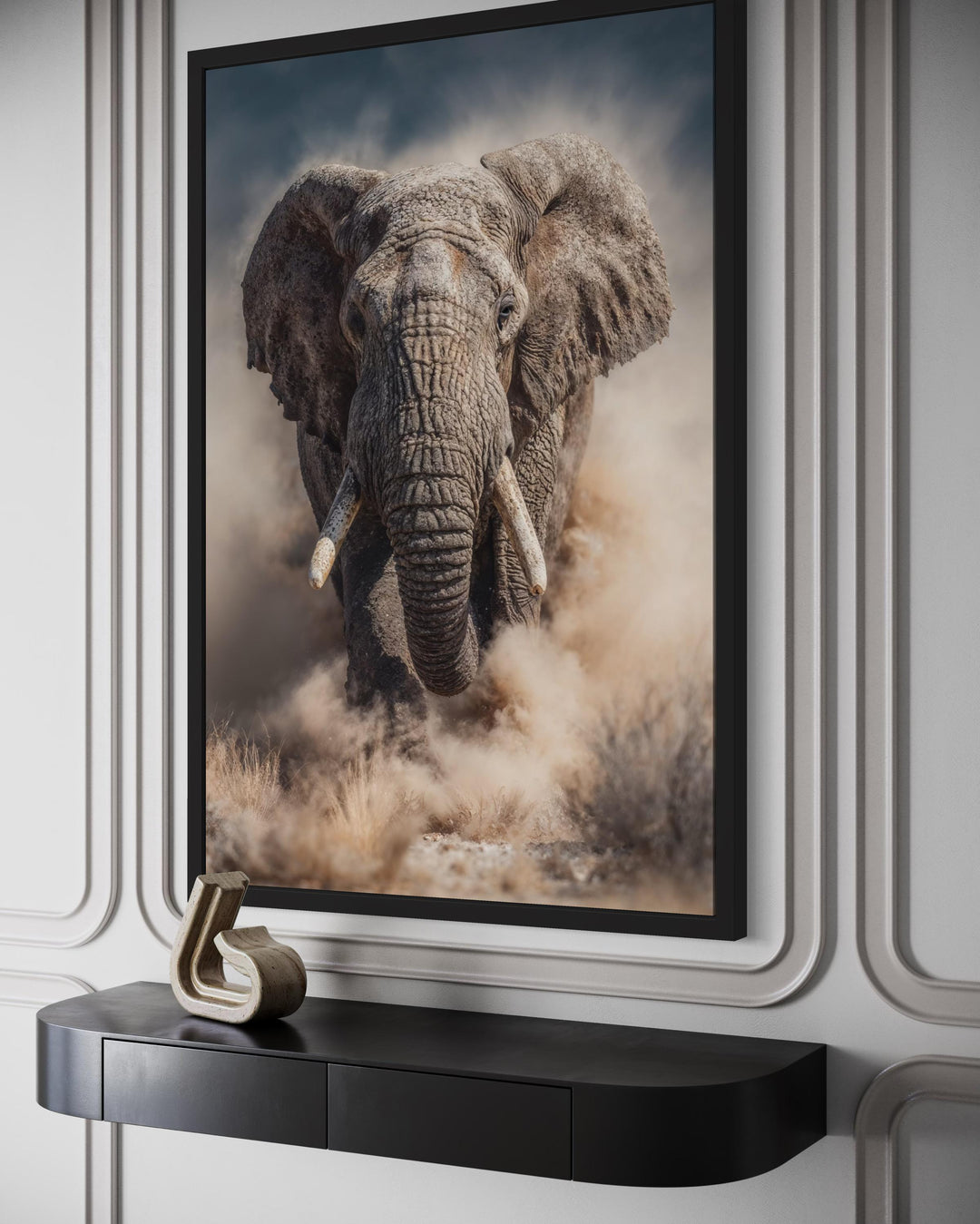 Charging Elephant Photography Style Wall Art