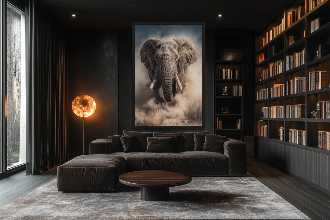 Charging Elephant Photography Style Wall Art