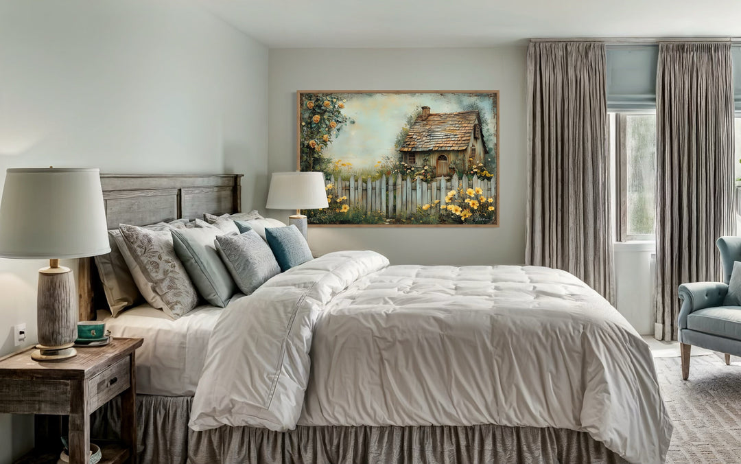 Charming Cottage Garden Rustic Floral Canvas Wall Art