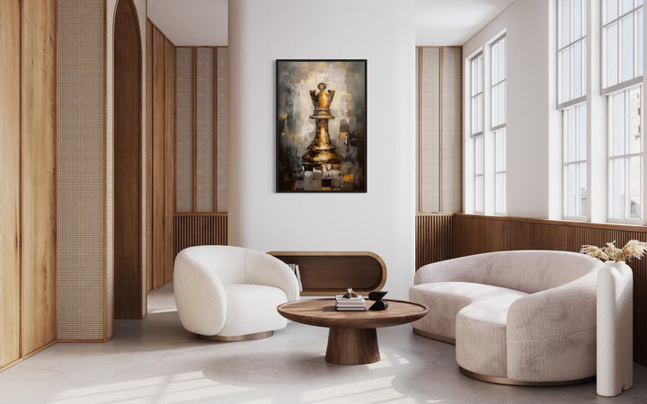 Chess Queen Black Gold Abstract Feminist Wall Art