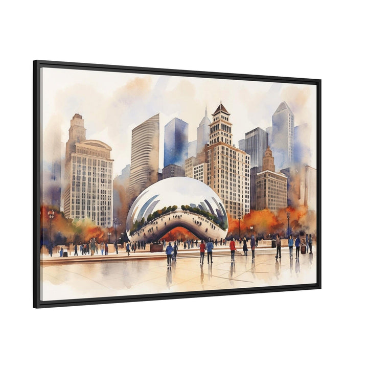 Chicago Cloud Gate The Bean Watercolor Framed Canvas Wall Art