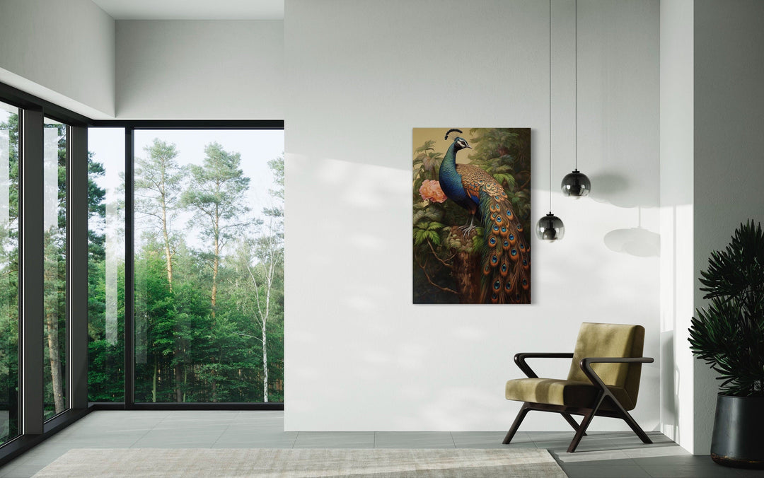 Chinese Peacock Framed Canvas Wall Art