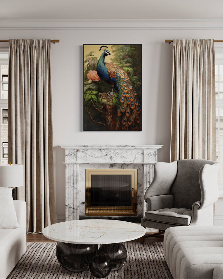 Chinese Peacock Framed Canvas Wall Art