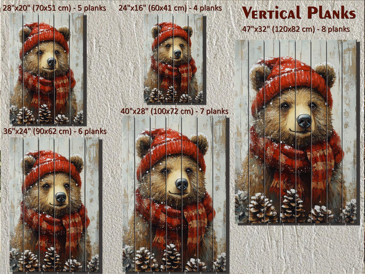 Christmas Bear Wall Art on Distressed Wood