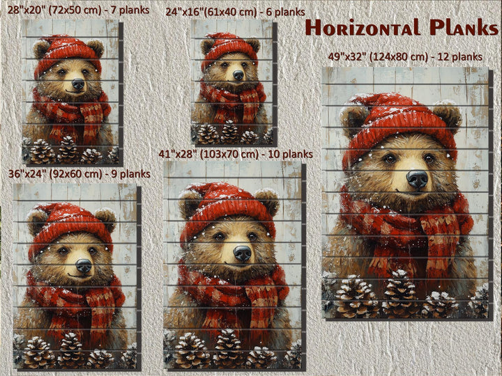 Christmas Bear Wall Art on Distressed Wood