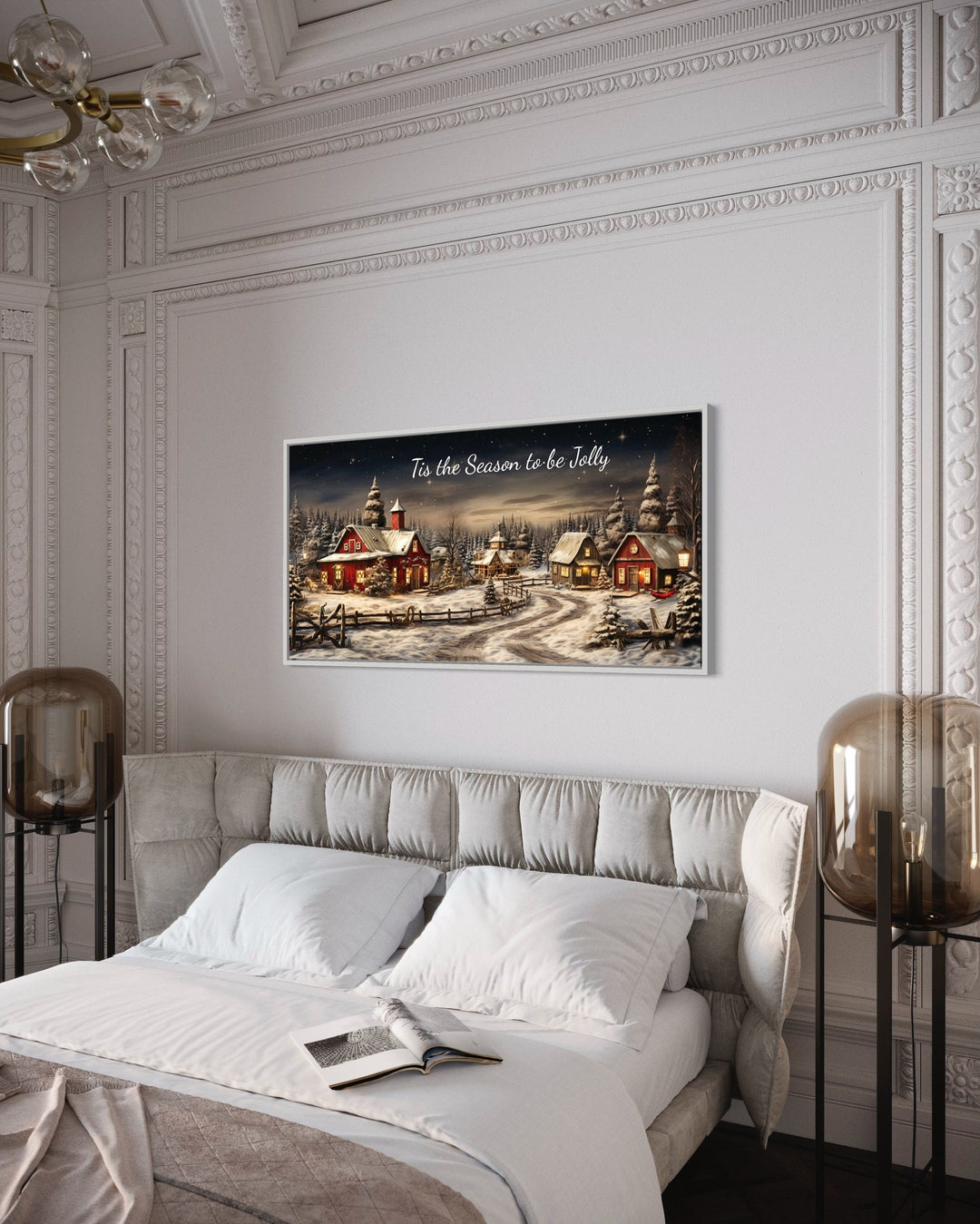 Christmas Eve Wall Art – Rustic Snowy Farmhouse Canvas | Cozy Holiday Decor