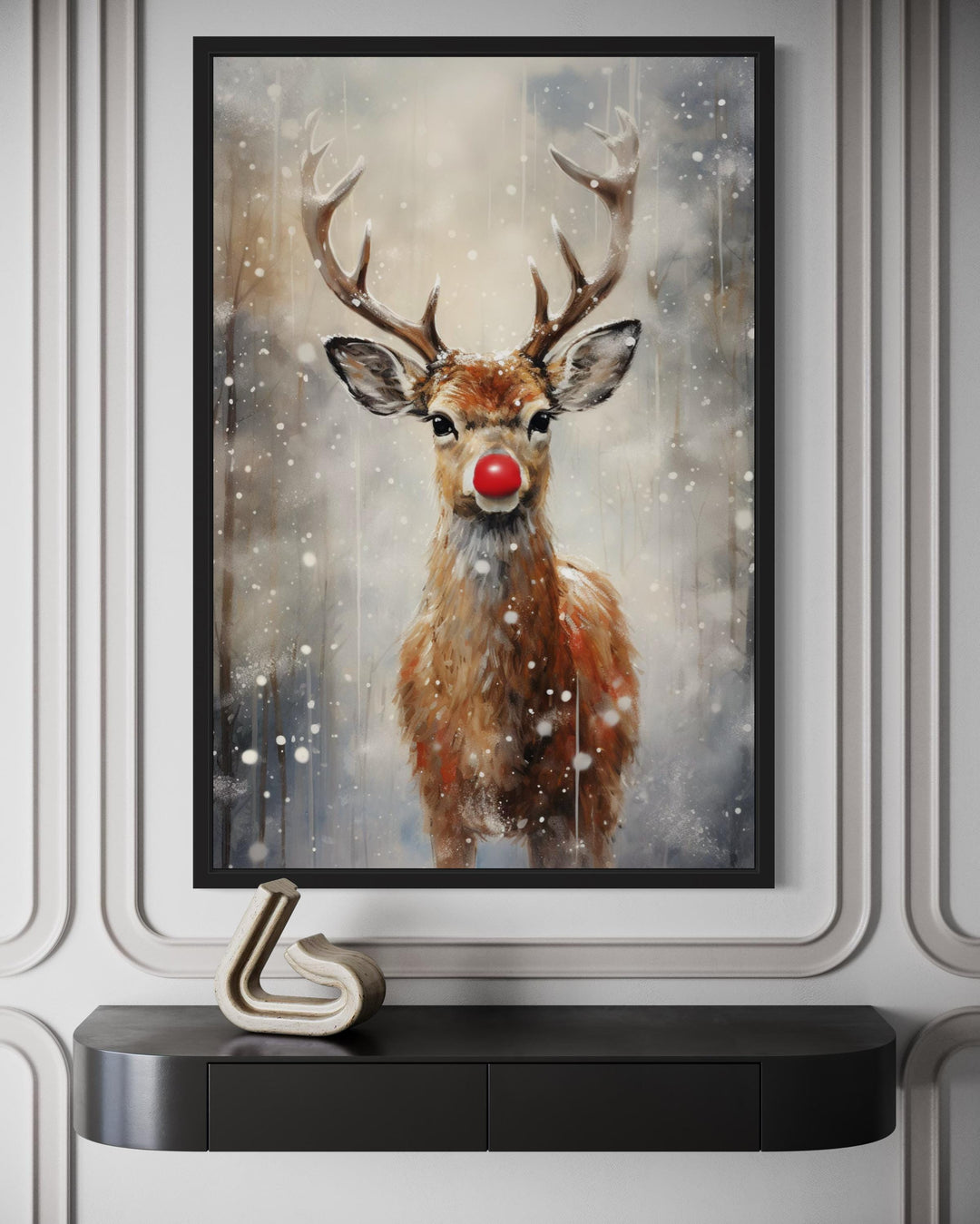 Christmas Red-Nosed Reindeer Canvas Wall Art
