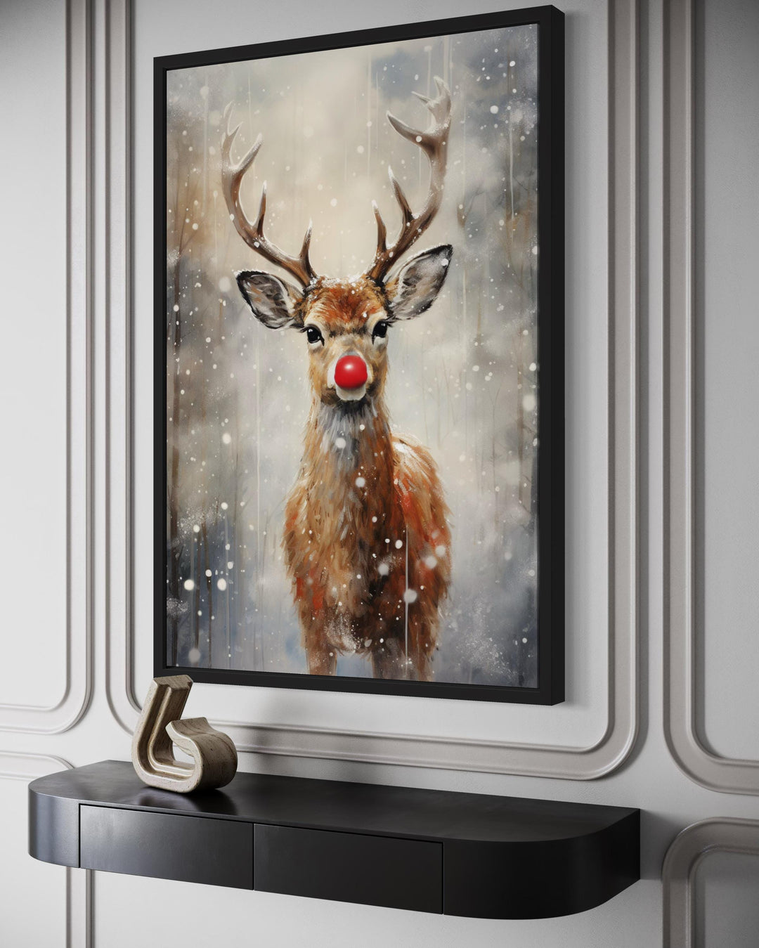 Christmas Red-Nosed Reindeer Canvas Wall Art