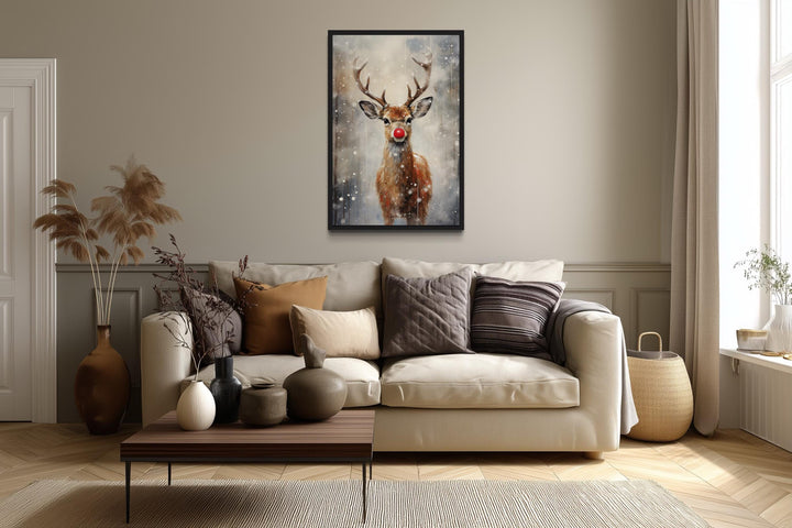 Christmas Red-Nosed Reindeer Canvas Wall Art